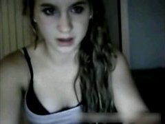 Curly GF flashing and masturbating on Skype