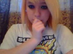 Busty emo teen strip on Skype