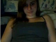 Busty Chatroulette girl fingering through panties