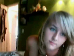Pretty teen plays on SKype with her innocent pussy