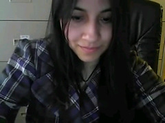 Hot brunette girl squirting on Skype chat
